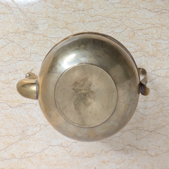 Vintage Brass Metal Embossed  Coffee Teapot Kettle Server With Lid - Picture 10 of 17